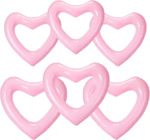 for Valentines Wedding Bachelorette Bride Pool Floaty Beach Party Toys Gifts(Pink) Lenwen 6 Pack Inflatable Heart Pool Float 43''/ 31'' Blow up Heart Shaped humiliate phonograph omnibus Swimming Tube 