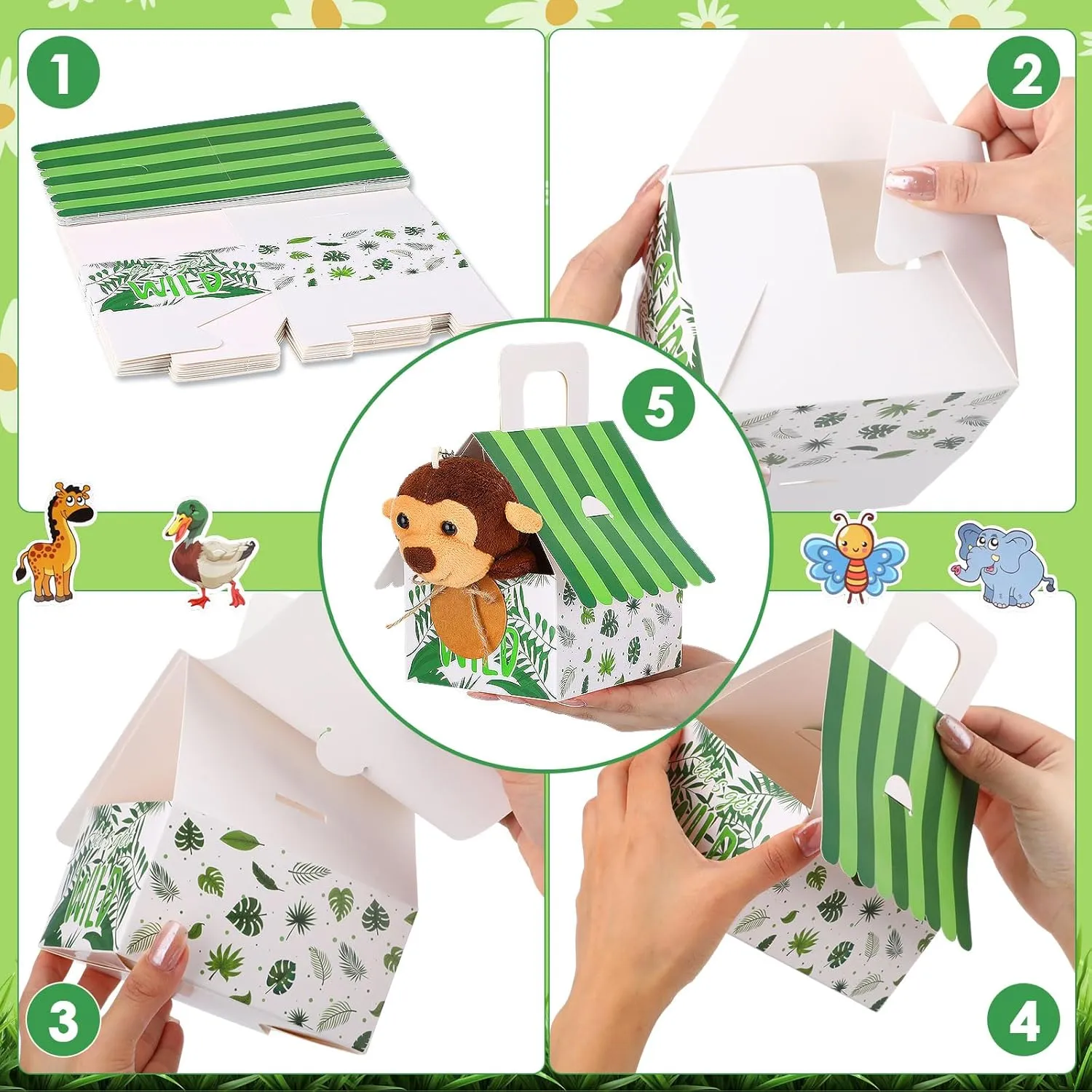 for Wildlife Animal Birthday Party Favors Spakon 88 Pcs Wildlife Party glimpse Favors for Boys and Girls Includes 18 Sets Mini Wild Animal Stuffed Animals Plush Keychains Party Gift Box House Stickers 