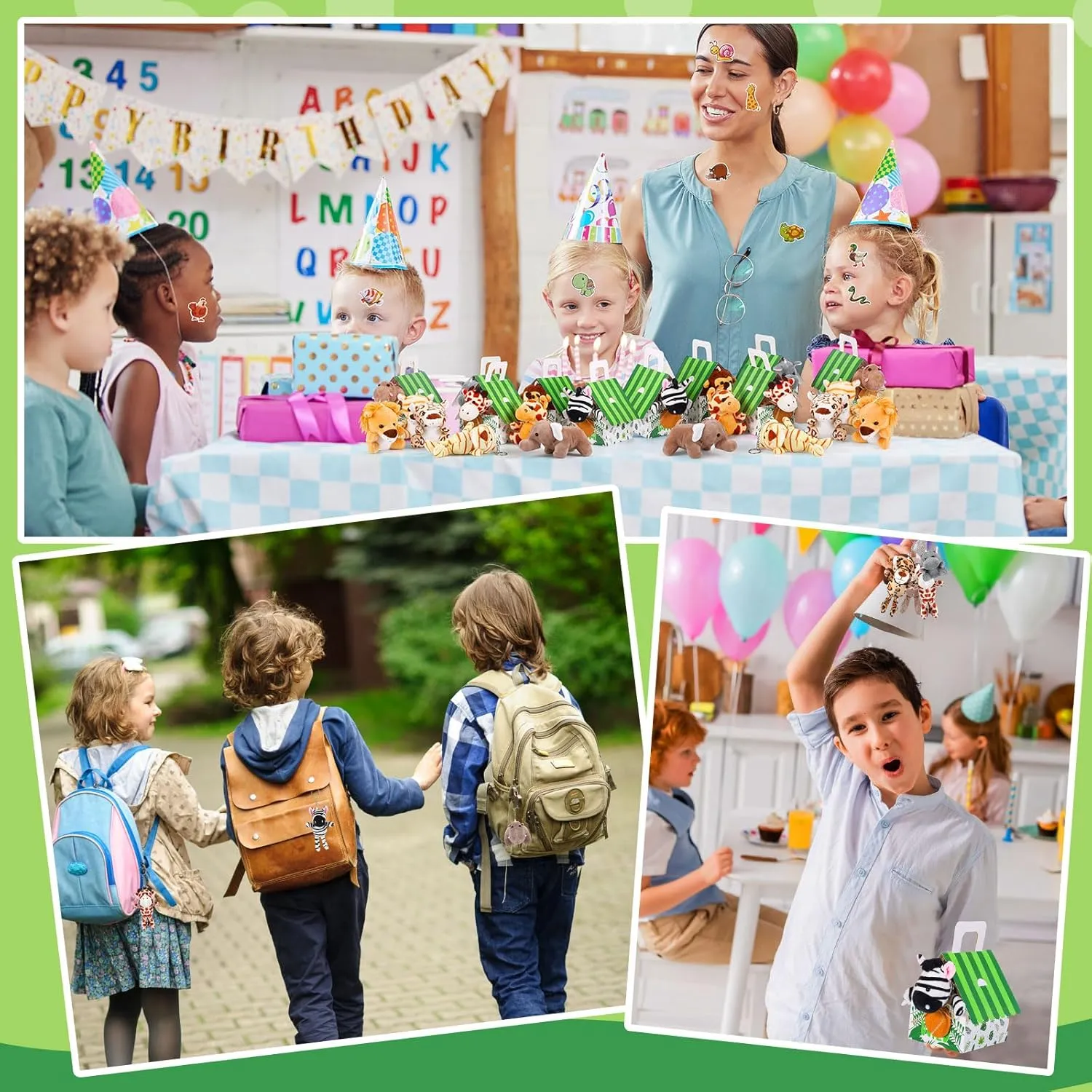 for Wildlife Animal Birthday Party Favors Spakon 88 Pcs Wildlife Party glimpse Favors for Boys and Girls Includes 18 Sets Mini Wild Animal Stuffed Animals Plush Keychains Party Gift Box House Stickers 