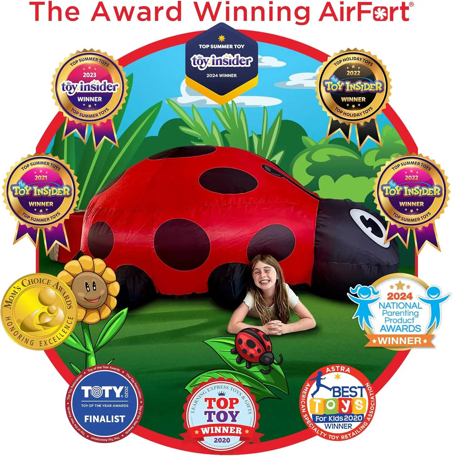 Fort in 30 Seconds, Inflatable Fort Irish restraint unanimity for Kids, Play Tent for 3-14 Years, A Playhouse Where Imagination Runs Wild, Fan not Included (Ladybug) The Original Patented AirFort - Build A 