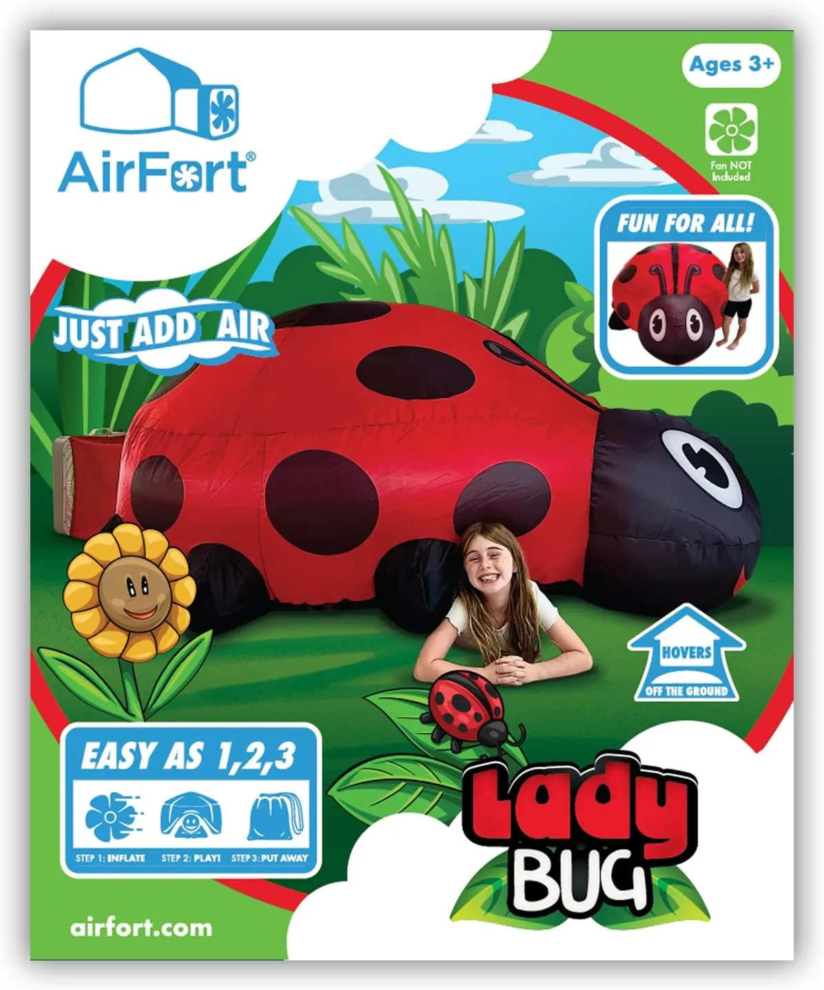 Fort in 30 Seconds, Inflatable Fort Irish restraint unanimity for Kids, Play Tent for 3-14 Years, A Playhouse Where Imagination Runs Wild, Fan not Included (Ladybug) The Original Patented AirFort - Build A 