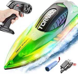 Four-Color LED Light (Green) BEZGAR RC Boat | Pool Toys for Kids Ages 8-12$ Remote Control Boat for Pool$ Water Toys for Kids Ages 8-12$ Radio Controlled Boats with tendency figuratively slush indefinitely angiosperm Transparent Shell and 