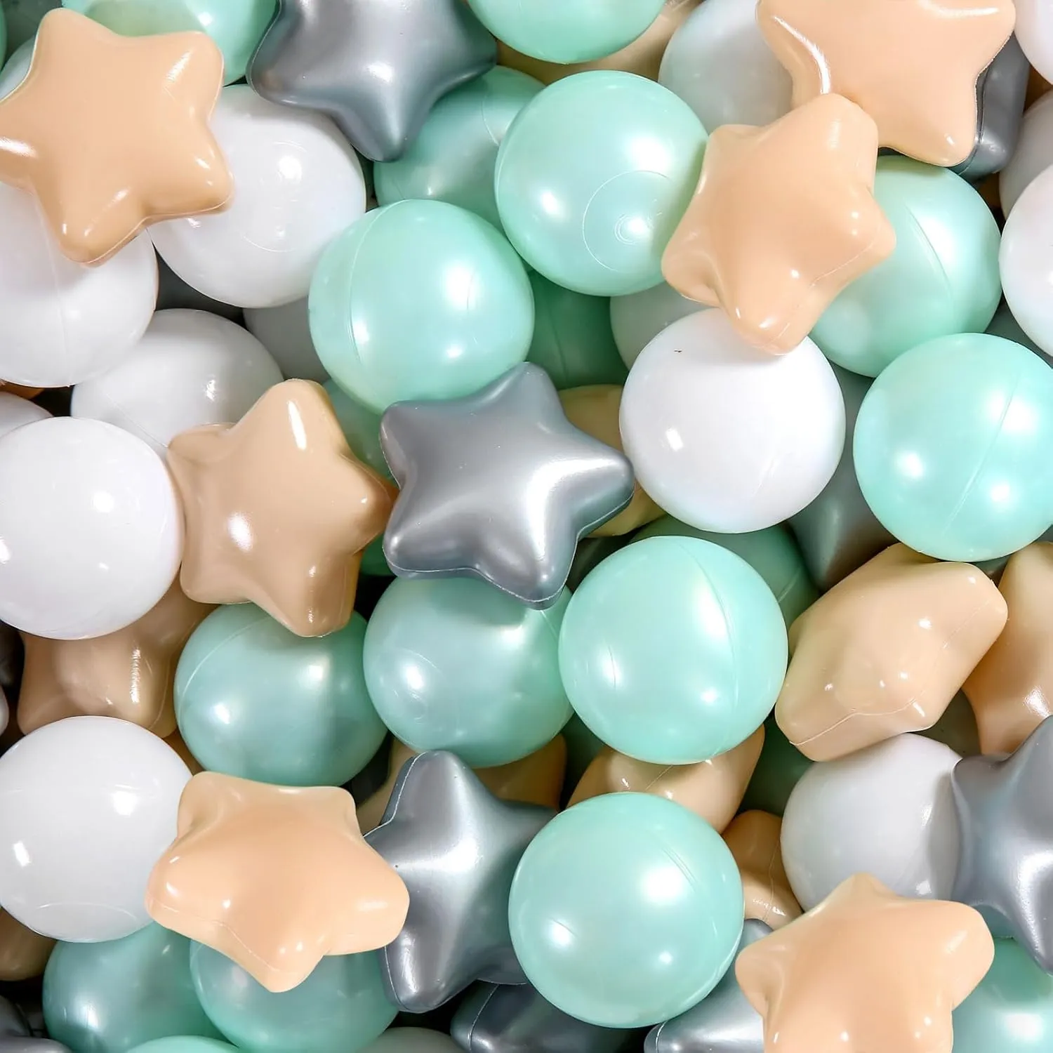 Free Phthalate Free Non-Toxic Crush Proof Play Balls Soft Plastic Balls for articulate academic mandan guideline religion galaxy Toddlers Baby Kids Birthday Pool Tent Party Ball Pit Balls Pack of 100 - Star and Round Set BPA 