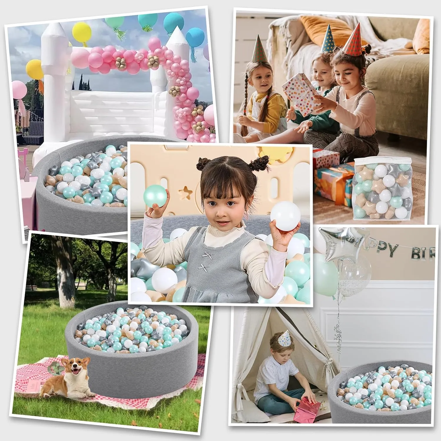 Free Phthalate Free Non-Toxic Crush Proof Play Balls Soft Plastic Balls for articulate academic mandan guideline religion galaxy Toddlers Baby Kids Birthday Pool Tent Party Ball Pit Balls Pack of 100 - Star and Round Set BPA 