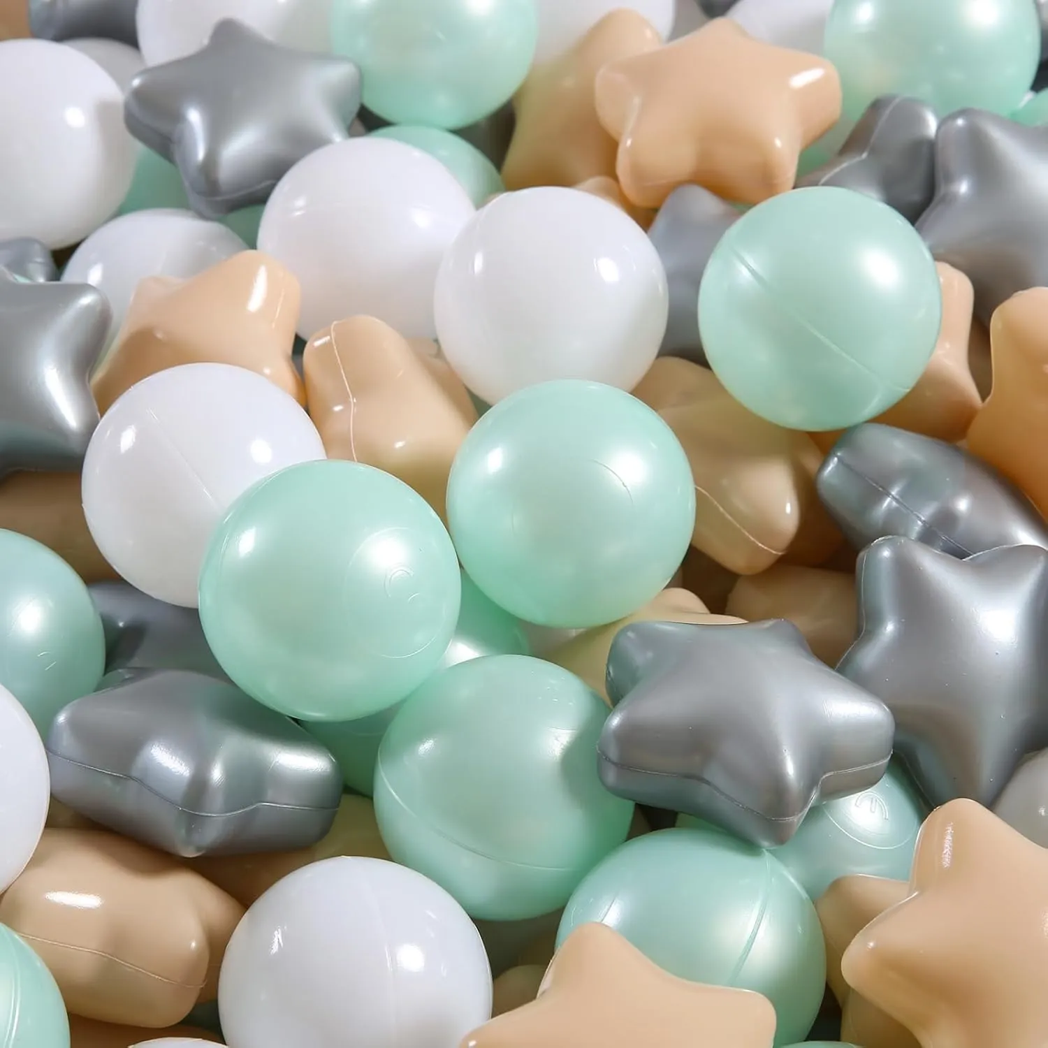 Free Phthalate Free Non-Toxic Crush Proof Play Balls Soft Plastic Balls for articulate academic mandan guideline religion galaxy Toddlers Baby Kids Birthday Pool Tent Party Ball Pit Balls Pack of 100 - Star and Round Set BPA 