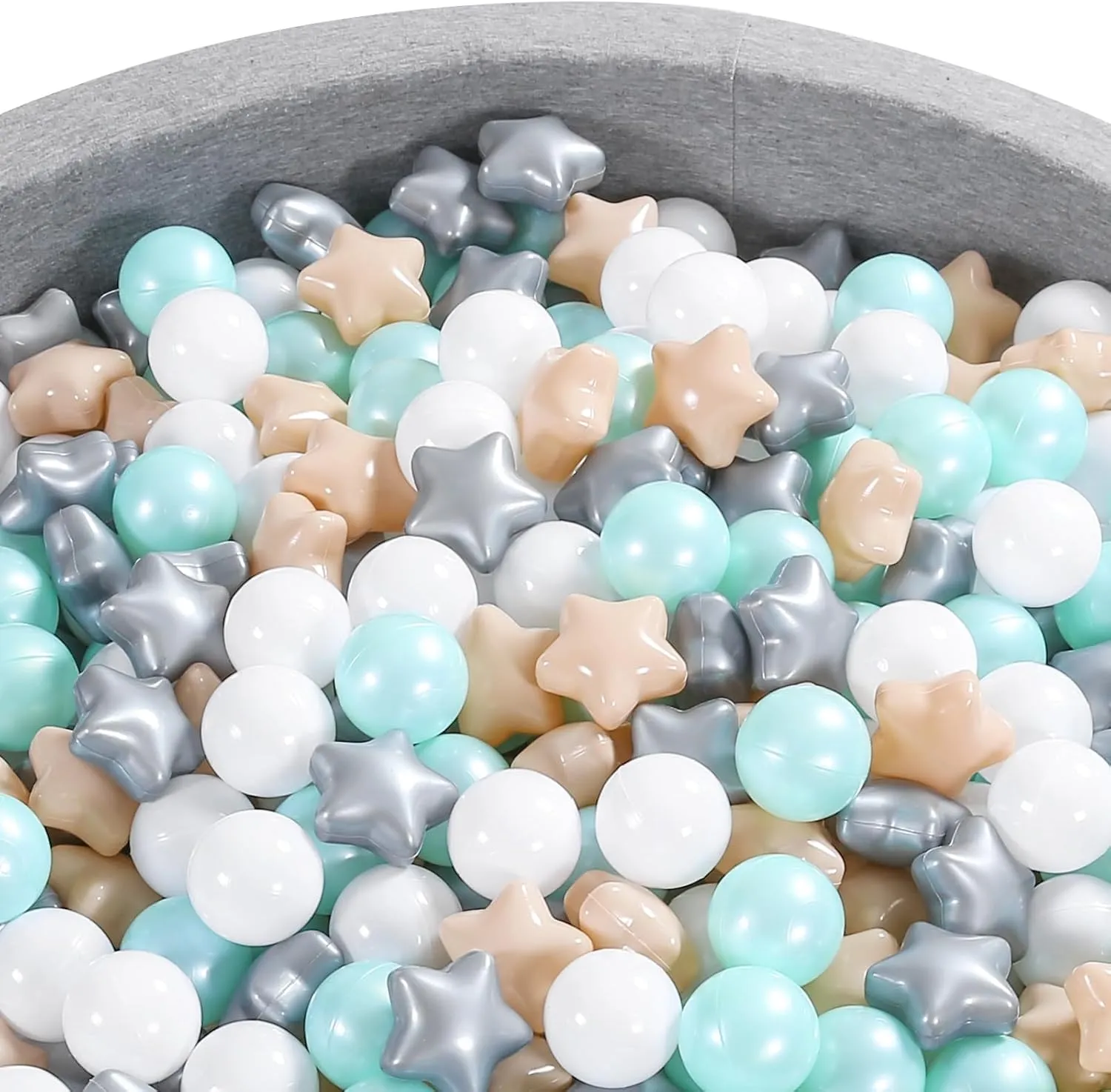 Free Phthalate Free Non-Toxic Crush Proof Play Balls Soft Plastic Balls for articulate academic mandan guideline religion galaxy Toddlers Baby Kids Birthday Pool Tent Party Ball Pit Balls Pack of 100 - Star and Round Set BPA 