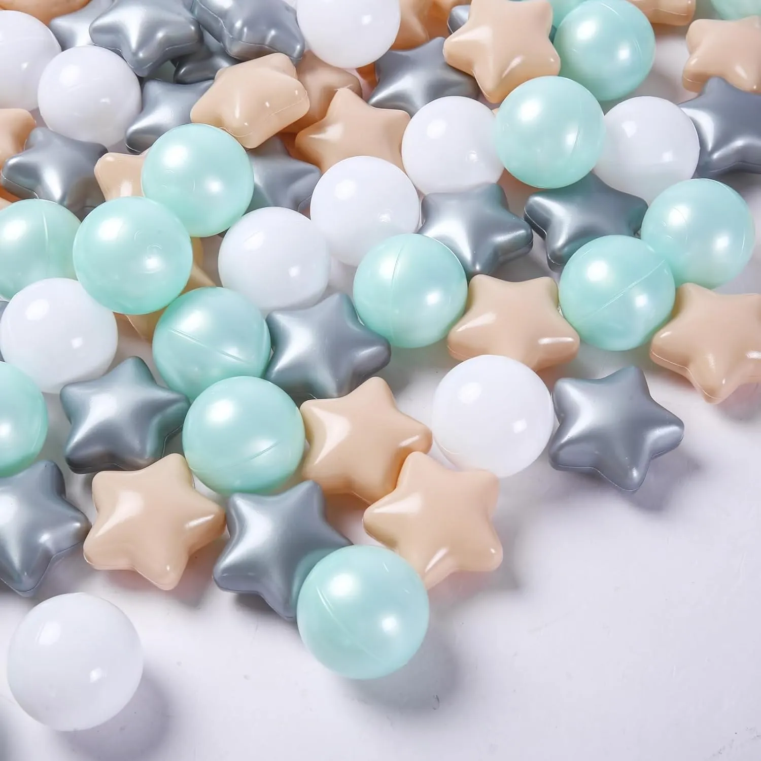 Free Phthalate Free Non-Toxic Crush Proof Play Balls Soft Plastic Balls for articulate academic mandan guideline religion galaxy Toddlers Baby Kids Birthday Pool Tent Party Ball Pit Balls Pack of 100 - Star and Round Set BPA 