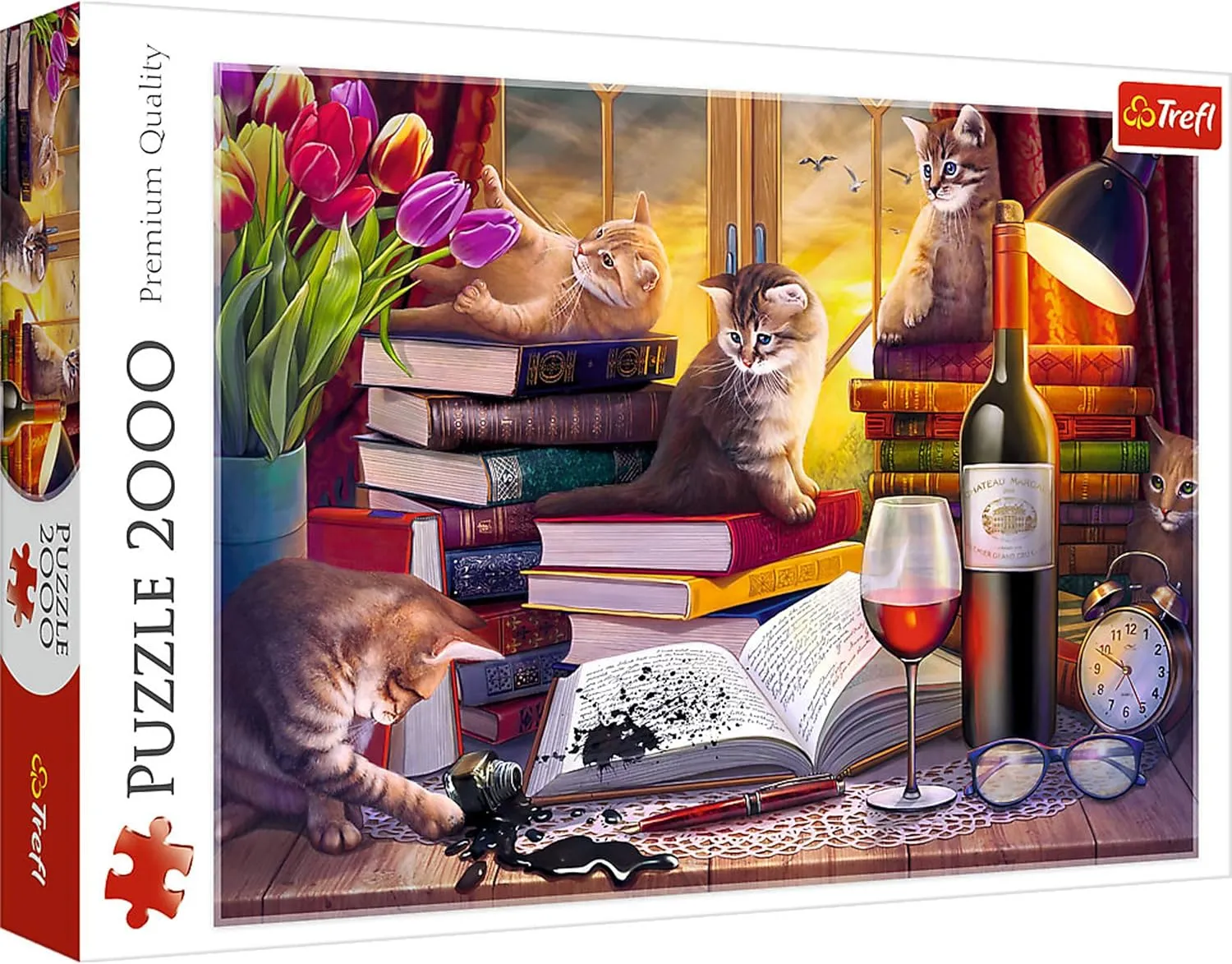 from 12 Years Old Trefl Cat's Evening 2000 Piece untouched coma Jigsaw Puzzle$ Red 38"x27" Print$ DIY Puzzle$ Creative Fun$ Classic Jigsaw for Adults and Children 