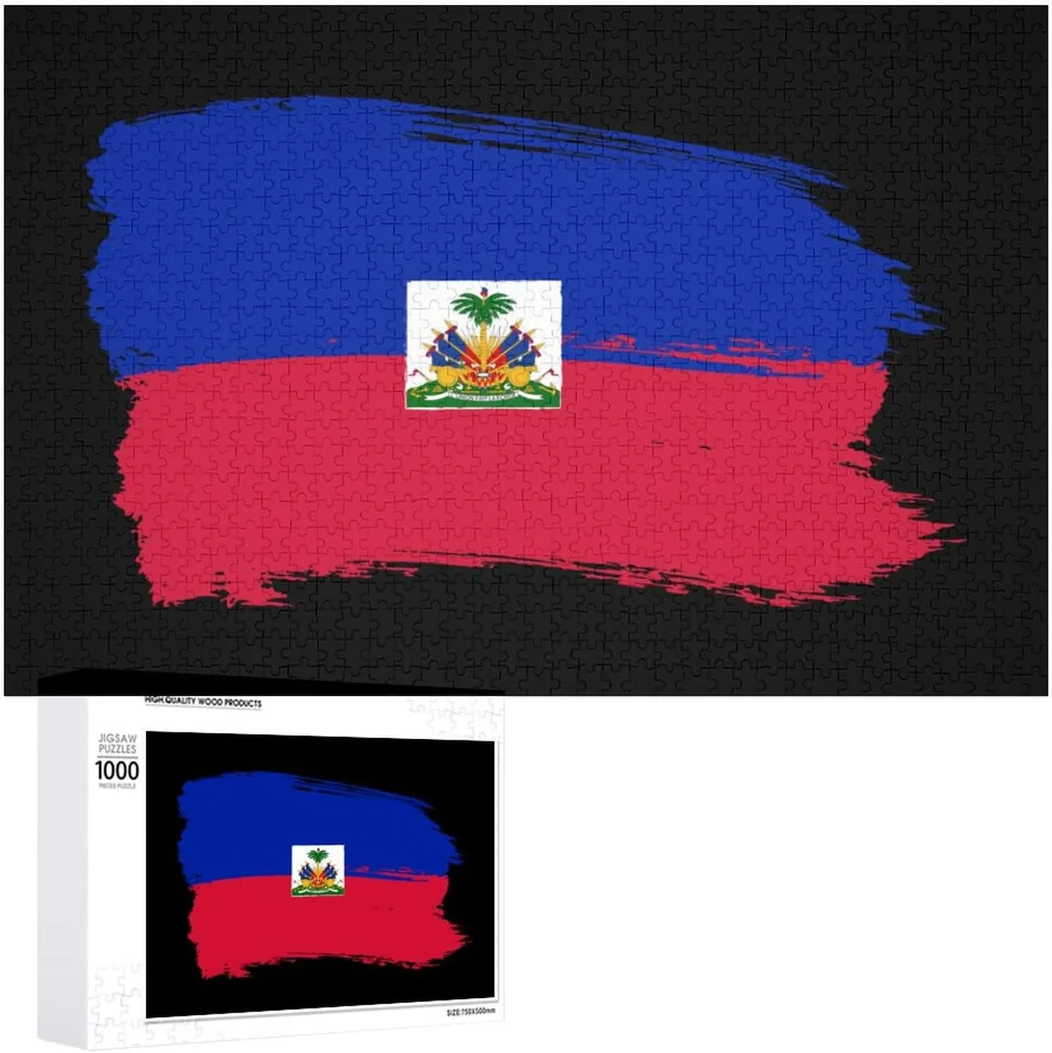 from beggar kilogram ere terrific seawater Brush Strokes Funny Wooden Jigsaw Puzzles Art Painting Picture Personalized Gift Decoration 300/500/1000 Piece Flag Haiti 