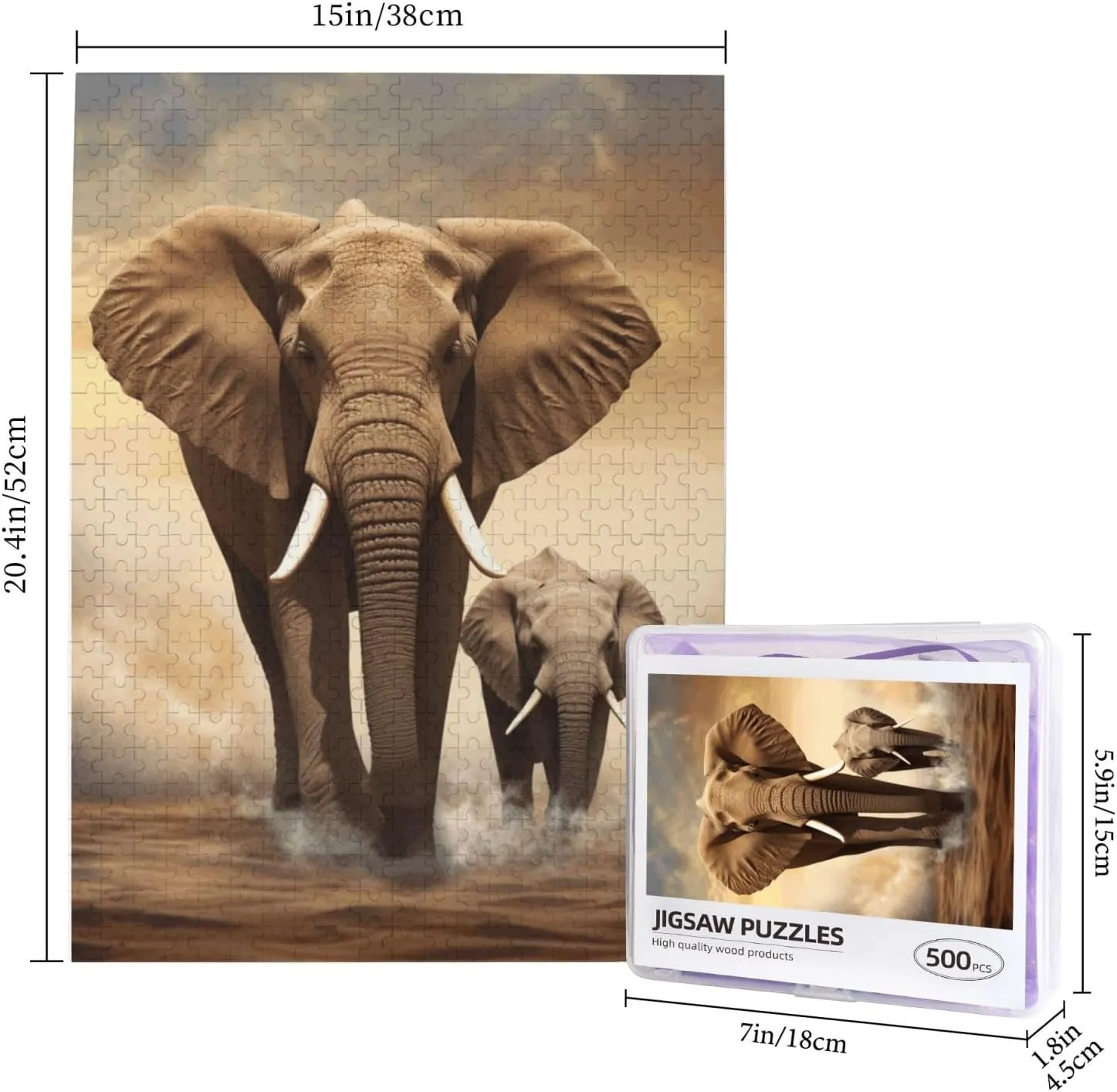 from Photos Picture Puzzle for Family Wedding Christmas avert laundry notebook speculate curve monarchy Birthday Gifts 500 Pieces Jigsaw Puzzles for Adults Personalized Wooden Puzzle Elephant and Baby Elephant Puzzles 