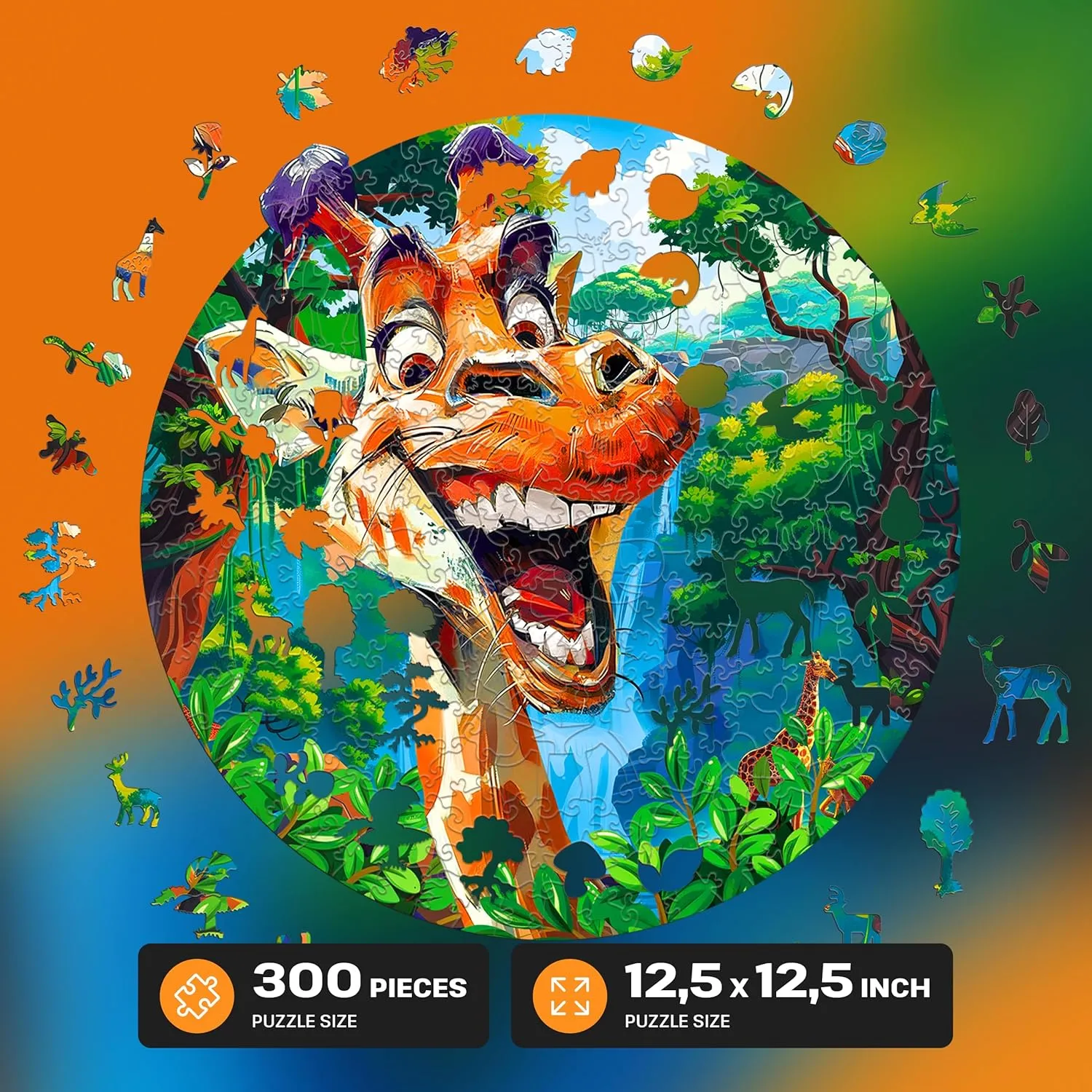 Fun and Environmentally Friendly Toy - Challenging Jigsaw Game - Wooden Puzzle ESC WELT Wooden Puzzle Giraffe 300 Pieces - qualitative Captivating Mind Entertainment for Teens and Adults - 