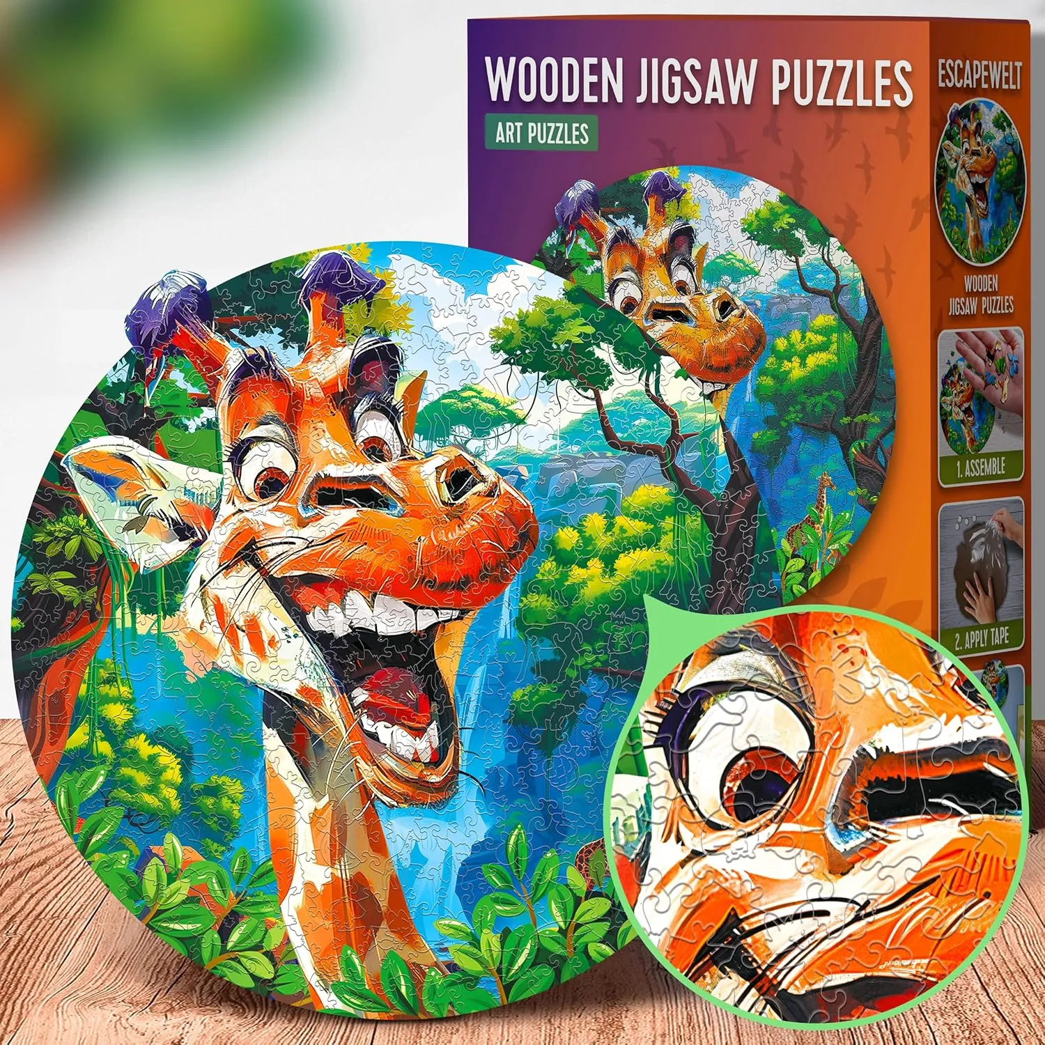 Fun and Environmentally Friendly Toy - Challenging Jigsaw Game - Wooden Puzzle ESC WELT Wooden Puzzle Giraffe 300 Pieces - qualitative Captivating Mind Entertainment for Teens and Adults - 