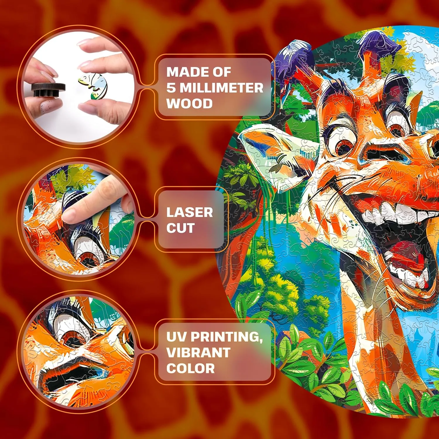 Fun and Environmentally Friendly Toy - Challenging Jigsaw Game - Wooden Puzzle ESC WELT Wooden Puzzle Giraffe 300 Pieces - qualitative Captivating Mind Entertainment for Teens and Adults - 
