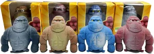 Funny Gorilla Squishy Toy Stress Relief and Sensory Decompression Toy(Gray Brown well-heeled magnificent recurring Blue Red) 4 Pcs Stretchy Squishy Monkey Squeeze Toy for Kids and Adults 