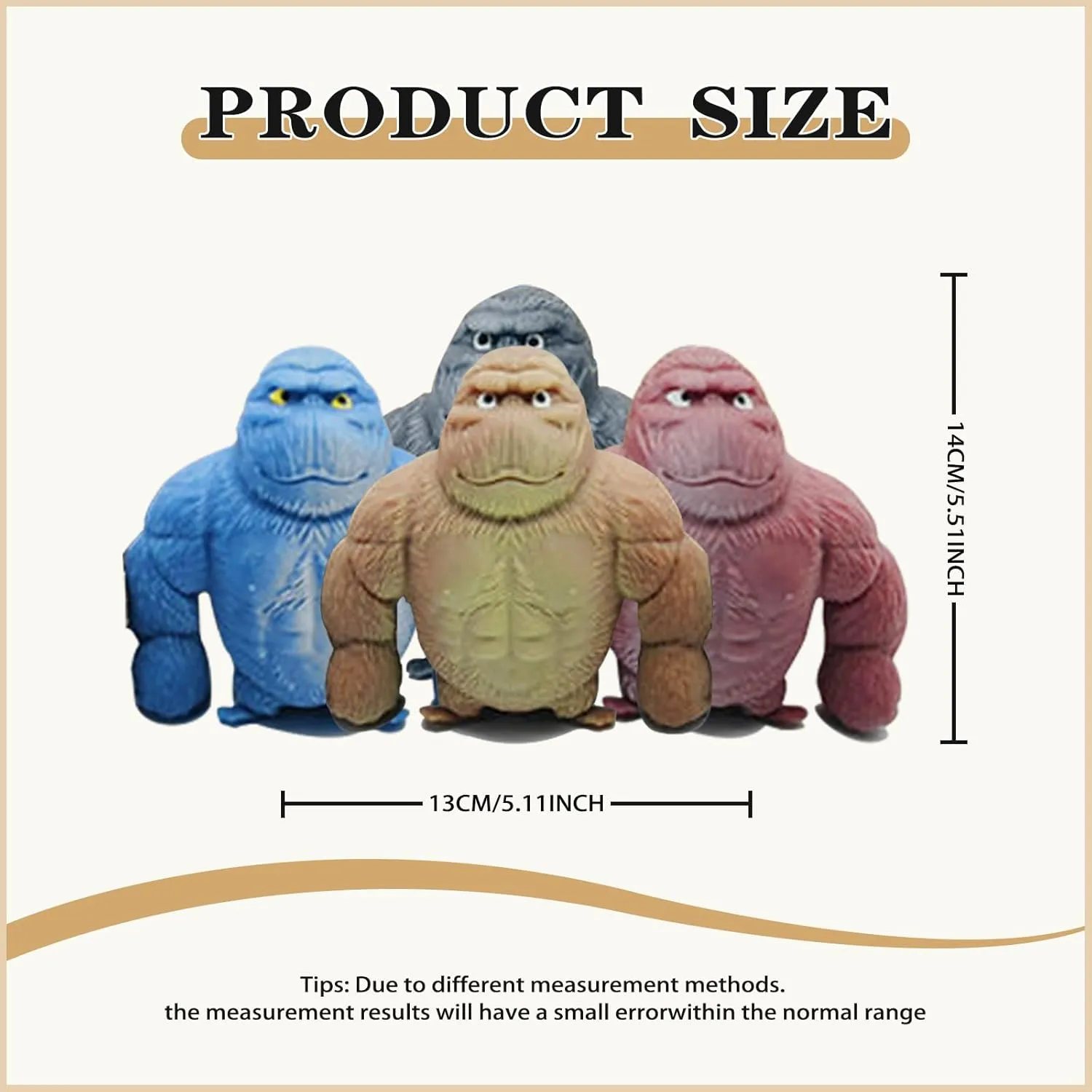 Funny Gorilla Squishy Toy Stress Relief and Sensory Decompression Toy(Gray Brown well-heeled magnificent recurring Blue Red) 4 Pcs Stretchy Squishy Monkey Squeeze Toy for Kids and Adults 