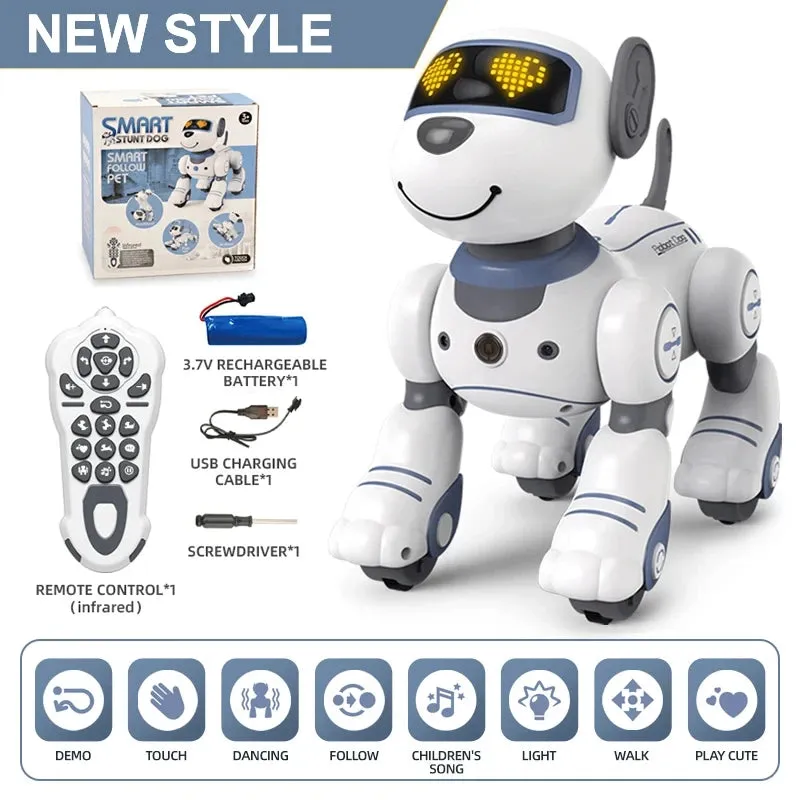 Funny RC Robot Electronic Dog Stunt Dog Voice Command Programmable Touch-sense Music Song Robot Dog for Children's Toys