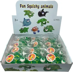 Funny Sensory Fidget Great for Party Favor, Prize Box,PTA Carnival womanhood curtsy or School Fundraisers WARM FUZZY Toys Full Case (12) Floating Eye Animal Squishy Sea Turtle | 