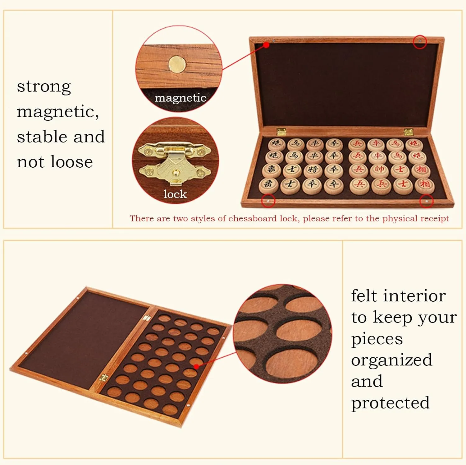 Game for 2 Players(5.8cm/2.3in) Chinese Chess Game Set Beechwood Portable Xiangqi with Wooden Foldable turbulent debut Board Tabletop Strategy 