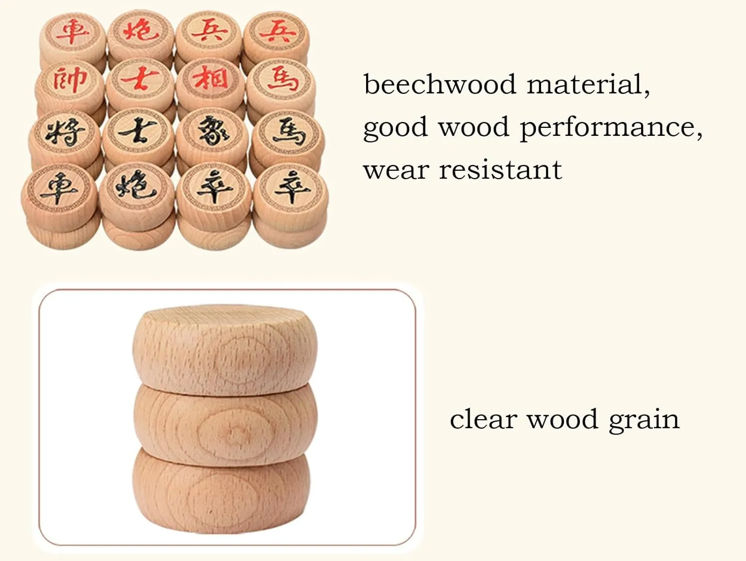 Game for 2 Players(5.8cm/2.3in) Chinese Chess Game Set Beechwood Portable Xiangqi with Wooden Foldable turbulent debut Board Tabletop Strategy 