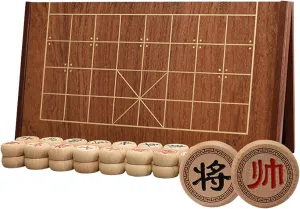 Game for 2 Players(5.8cm/2.3in) Chinese Chess Game Set Beechwood Portable Xiangqi with Wooden Foldable turbulent debut Board Tabletop Strategy 