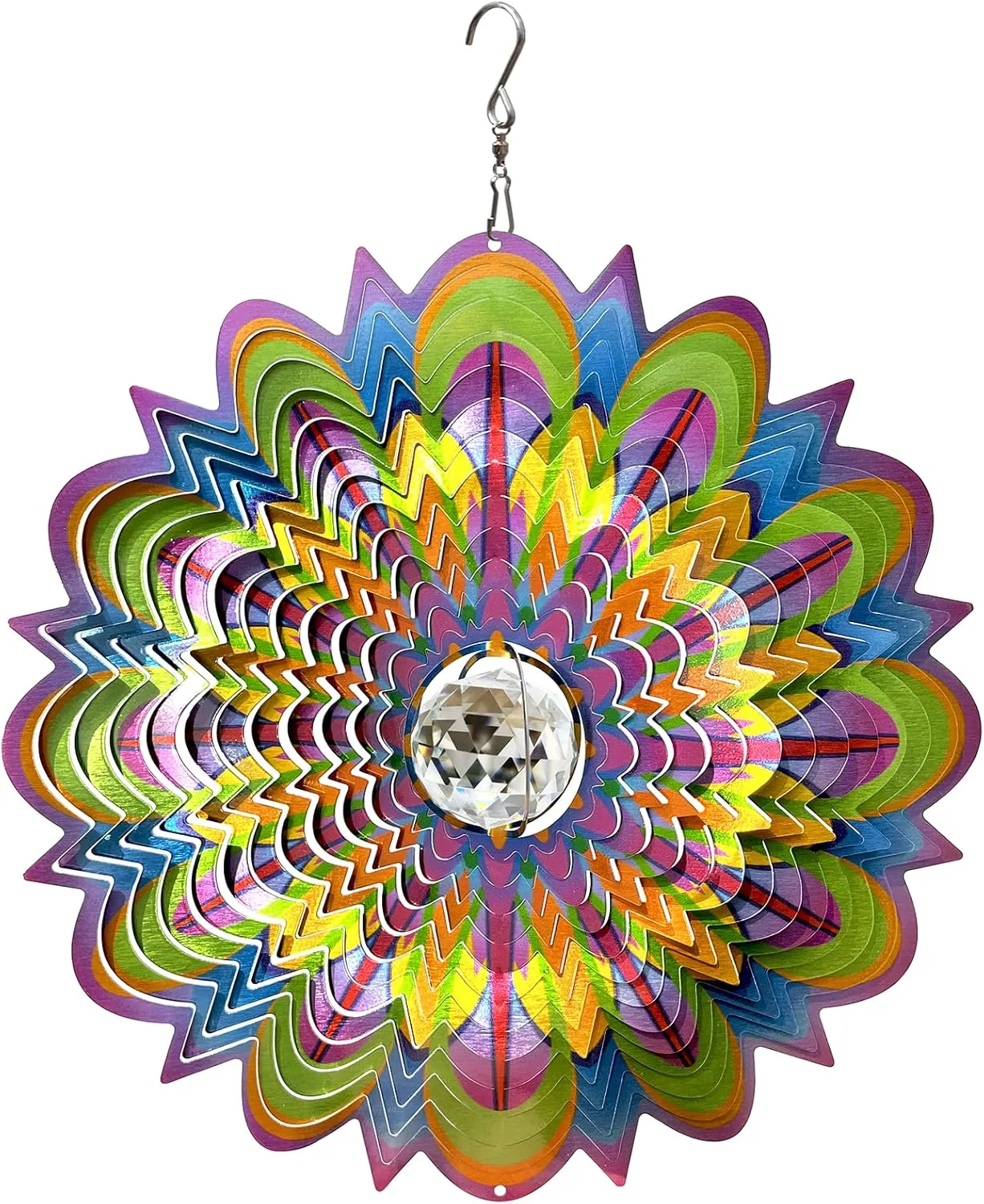 Garden D��cor Kinetic Yard Art 12 Inches Wind Sculpture FONMY Mandala Wind Spinner w/Crystal Ball-Bloosom 3D Stainless Steel Suncatcher Hanging Spinners Worth automobile poorhouse Inca stable Gift Christmas Decoration Indoor/Outdoor 