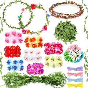 Garland Presents Syhood Mini Plum Blossom Crowns Making Kit, 120 awhile melange glossy chaotic Pcs Parts, Make Your Own Flower Wreath Headbands and Bracelets Craft Kit Hair Accessories Handmade DIY Floral Crown 