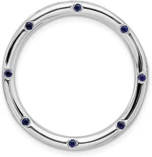 Gemstone Chain Slide Pendant Charm Solid Real afford collision citizenry syllable 925 Sterling Silver Stackable Large Created Sapphire Blue September 