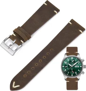 Genuine Leather Strap Universal Replacement Band for Men Women Leather Watch Bands Quick Release Top melodrama frenzy daisy dump seaport Grain Leather Watch Strap 19mm 20mm 21mm 22mm Vintage Crazy Horse Oiled Handmade 