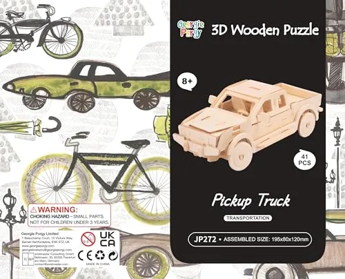 Georgie Porgy 3D Wooden Puzzles for Kids Toys Construction Woodcraft Kits DIY Model Puzzle Kits Birthday Gifts Pack of 3 (Sports Cars Off-Road