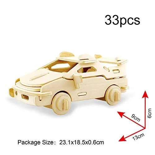 Georgie Porgy 3D Wooden Puzzles for Kids Toys Construction Woodcraft Kits DIY Model Puzzle Kits Birthday Gifts Pack of 3 (Sports Cars Off-Road