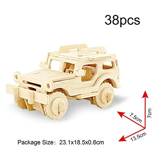 Georgie Porgy 3D Wooden Puzzles for Kids Toys Construction Woodcraft Kits DIY Model Puzzle Kits Birthday Gifts Pack of 3 (Sports Cars Off-Road