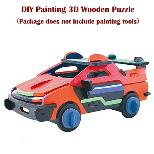 Georgie Porgy 3D Wooden Puzzles for Kids Toys Construction Woodcraft Kits DIY Model Puzzle Kits Birthday Gifts Pack of 3 (Sports Cars Off-Road