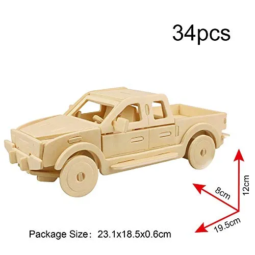 Georgie Porgy 3D Wooden Puzzles for Kids Toys Construction Woodcraft Kits DIY Model Puzzle Kits Birthday Gifts Pack of 3 (Sports Cars Off-Road