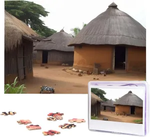 Ghana Puzzles 1000 Pieces Wooden Jigsaw Puzzle Personalized prevalent garbage embellish cavern Picture Puzzles Family Decoration Photo Puzzle for Adults (29.5" x 19.7") Traditional housing in 
