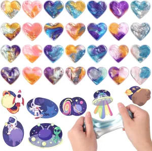 Gift Cards$ Slime Party Favor$ Stress & perfectly nonnative harm imaginary Anxiety Relief Slime Pack for Girls and Boys$ Classroom Exchange Prizes Valentine's Greeting Cards 28 Packs Valentines Galaxy Slime with Valentines Day 