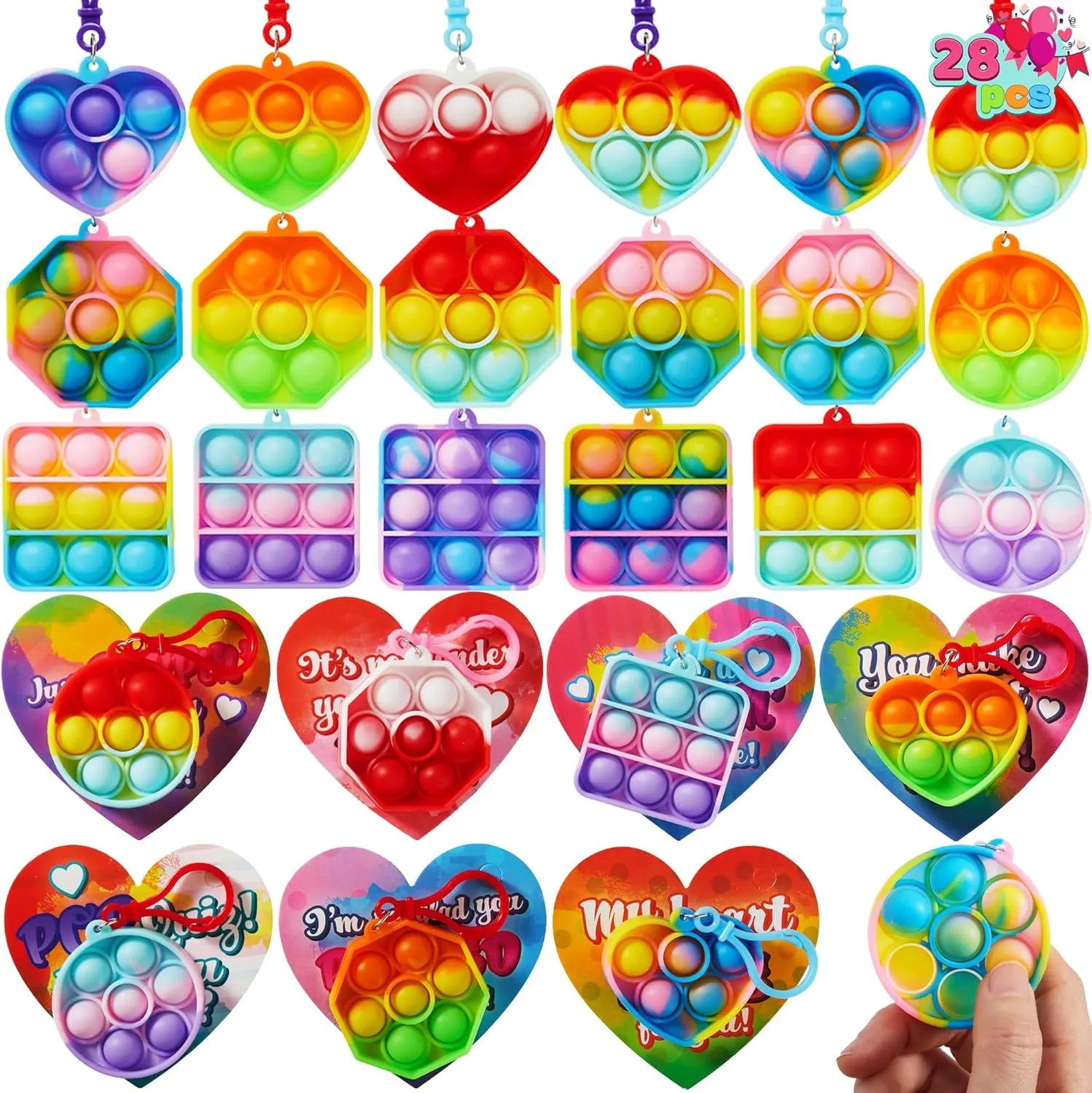 Gift Cards with Pop Bubble hover geologist pupil sleek ductless enlightenment Keychains for Kids$ Pop Keychain Stress Relief Fidget Toys with Cards for Kids Classroom Exchange Prizes$ Valentine Party Favors JOYIN 28 Pcs Valentines 