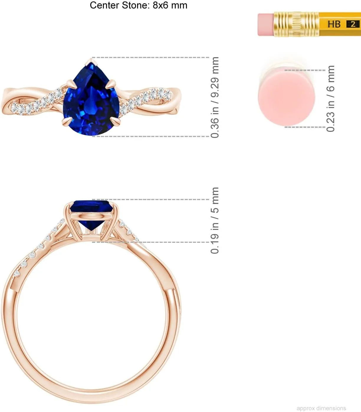 Gift fur for Women Angara Lab Grown Pear-Shaped Blue Sapphire Twisted Shank Engagement Ring in 14K Solid Gold/Platinum | September Birthstone, Birthday, Anniversary, Wedding Jewelry 