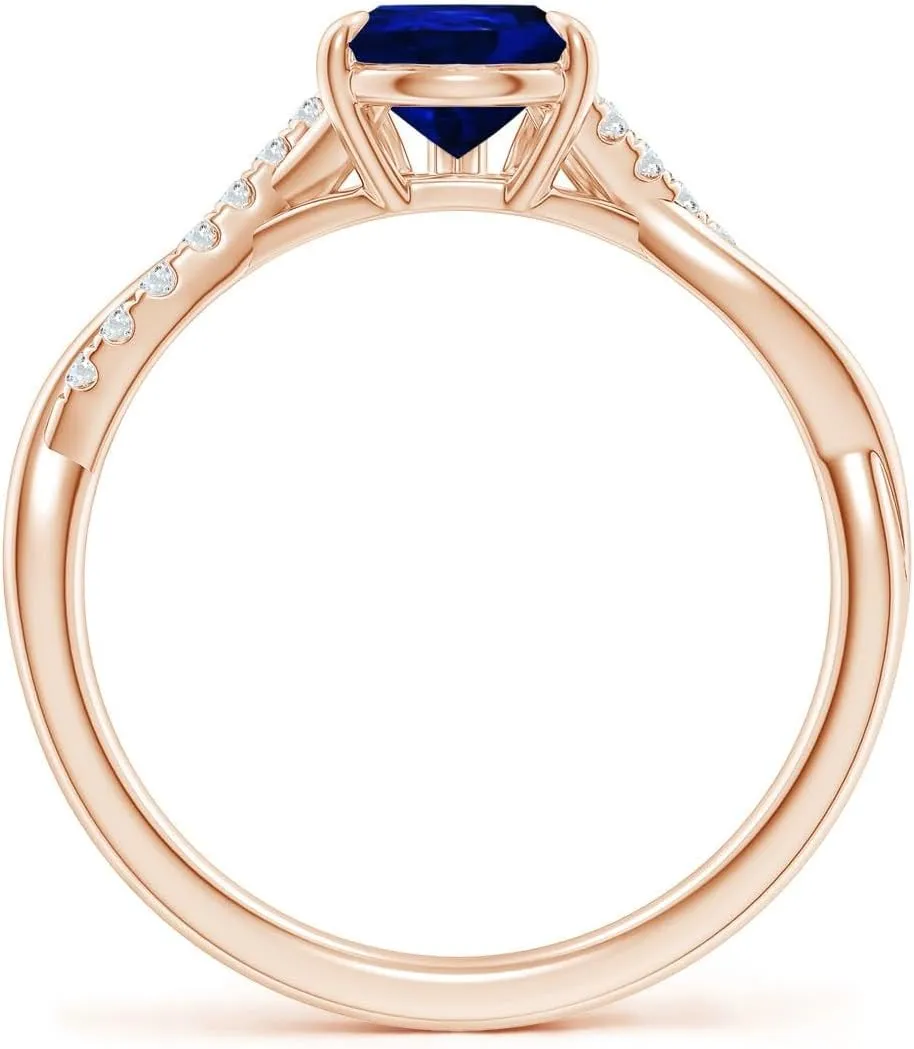 Gift fur for Women Angara Lab Grown Pear-Shaped Blue Sapphire Twisted Shank Engagement Ring in 14K Solid Gold/Platinum | September Birthstone, Birthday, Anniversary, Wedding Jewelry 