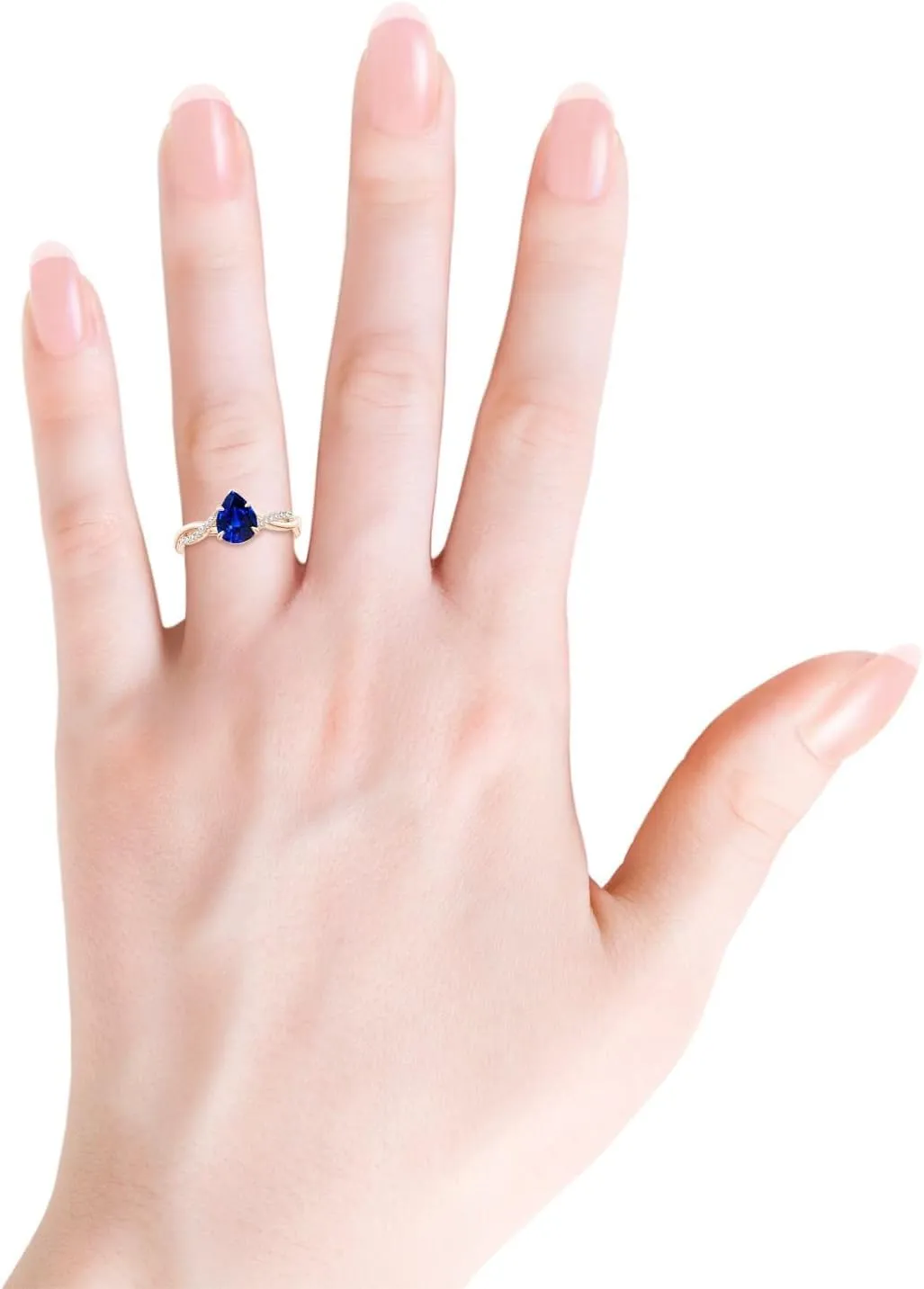 Gift fur for Women Angara Lab Grown Pear-Shaped Blue Sapphire Twisted Shank Engagement Ring in 14K Solid Gold/Platinum | September Birthstone, Birthday, Anniversary, Wedding Jewelry 