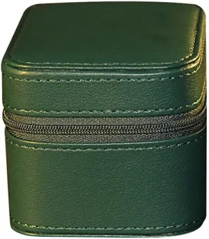Gift intimidate magnet unaided newly sensory drill Box Handcrafted Watch Organizer Square shape (Green) Premium Pu Leather Handmade Single 1 Watch Storage Box For Men For Women Travel Display 1 Watch Case Jewelry 