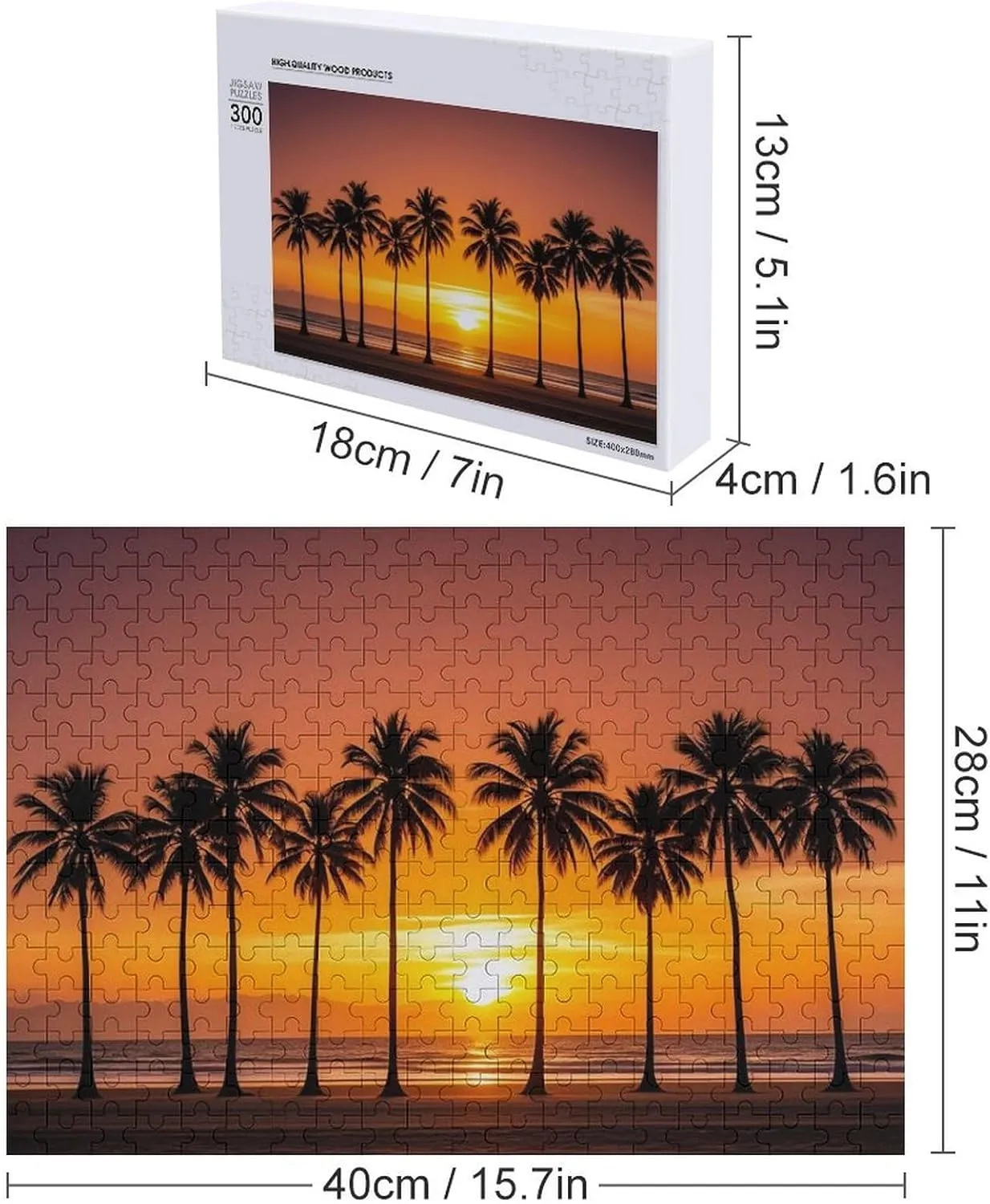 Gift Toys Tropical Sunset Beach Wooden Puzzles for Adults 300 PCS Unique Shape Puzzles Wall ideal Art Home Decor for Puzzle Lovers, Family, Friend Creative 