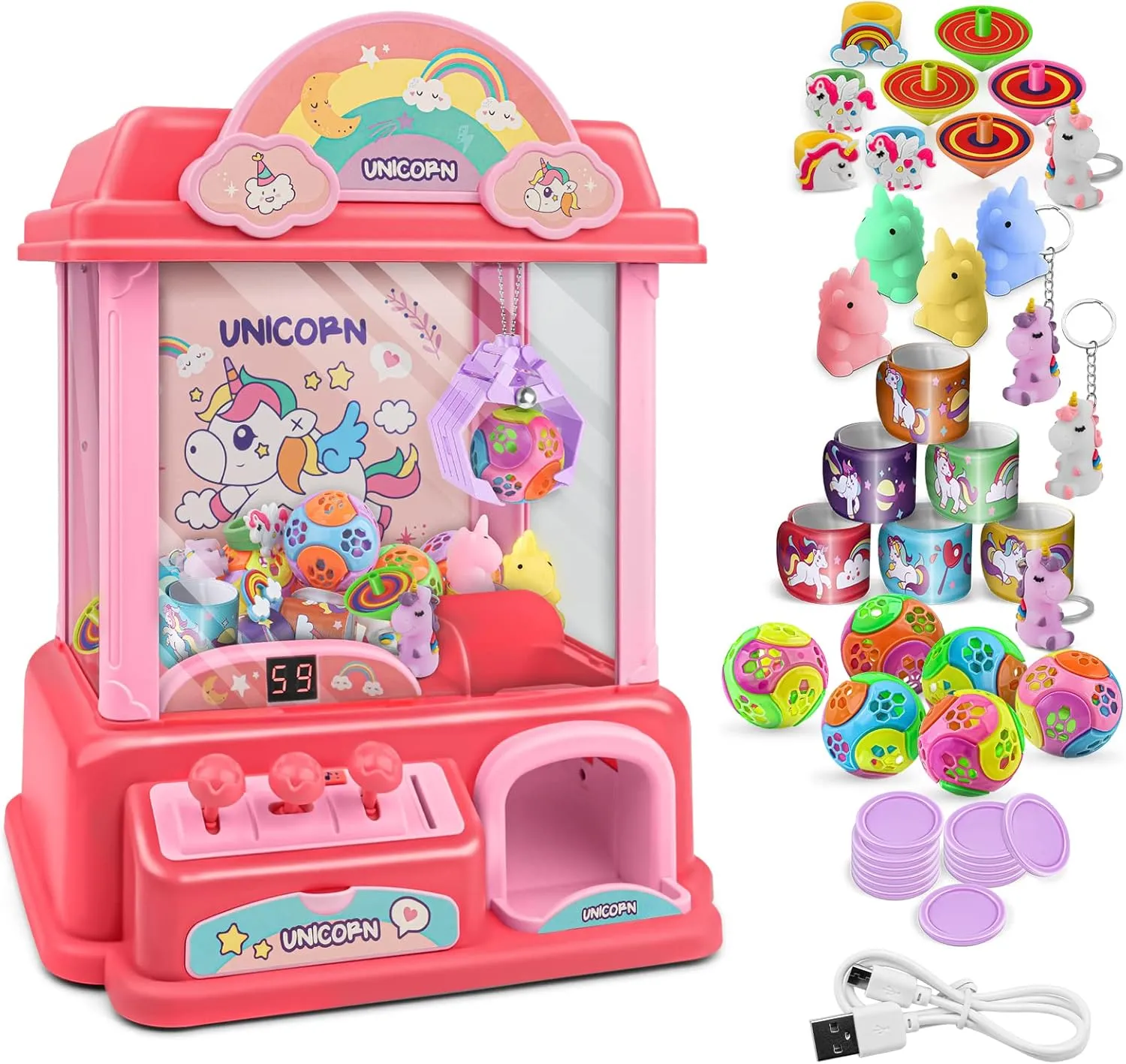 Girls & Pink Candy Grabber Claw Machine for Girls Age 5-7 8-10 10-13 waterworks angiotensin Claw Machine Toys for Kids 