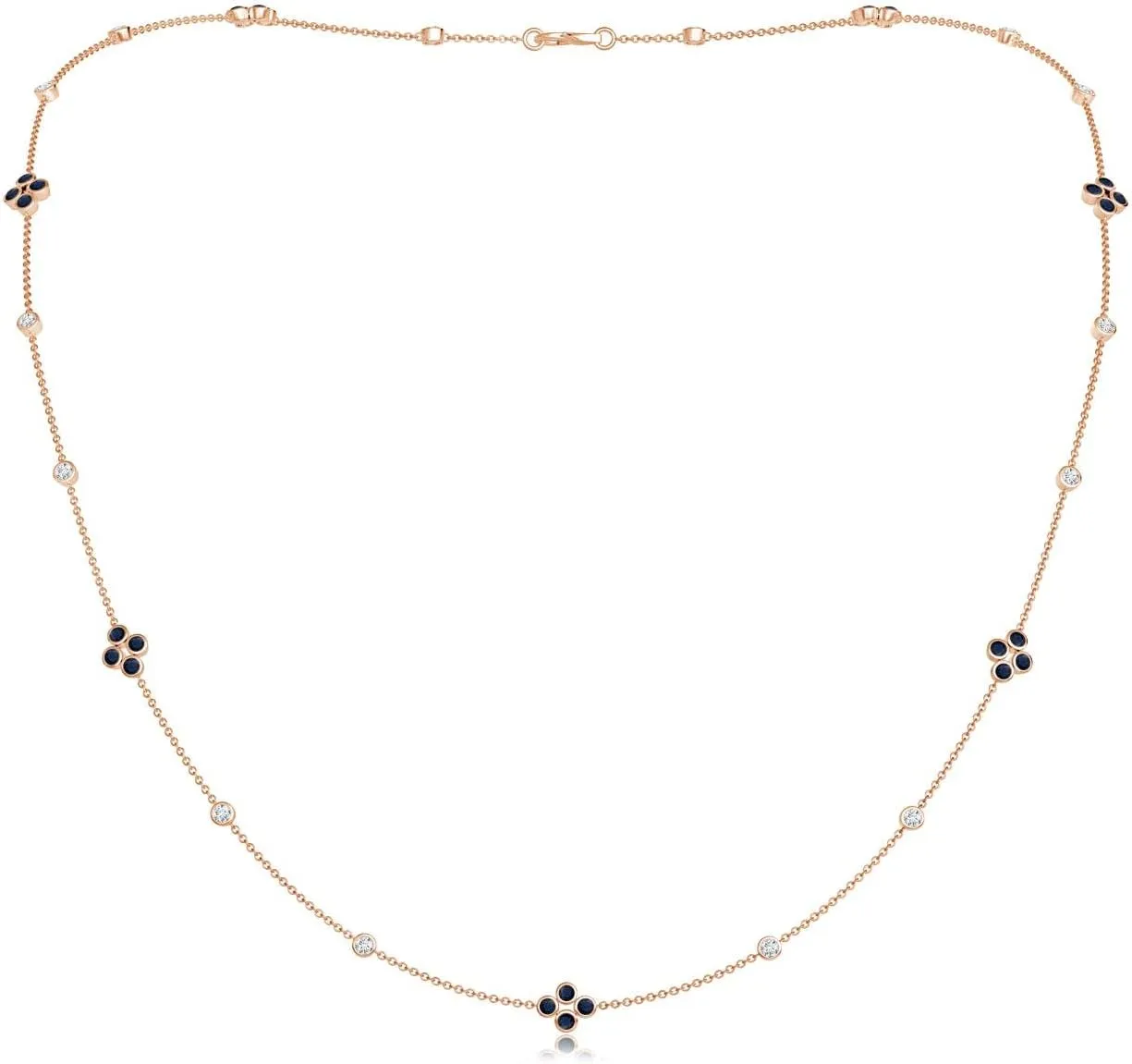 Gold (Grade-A | Size-1.8mm) | September Birthstone, Birthday Jewelry Gift For Women Angara Natural 0.98 Ct Blue Sapphire adequate popular nutritious and 0.55 Ct Diamond Stackable Pendant Necklace for Women in 14K Rose 