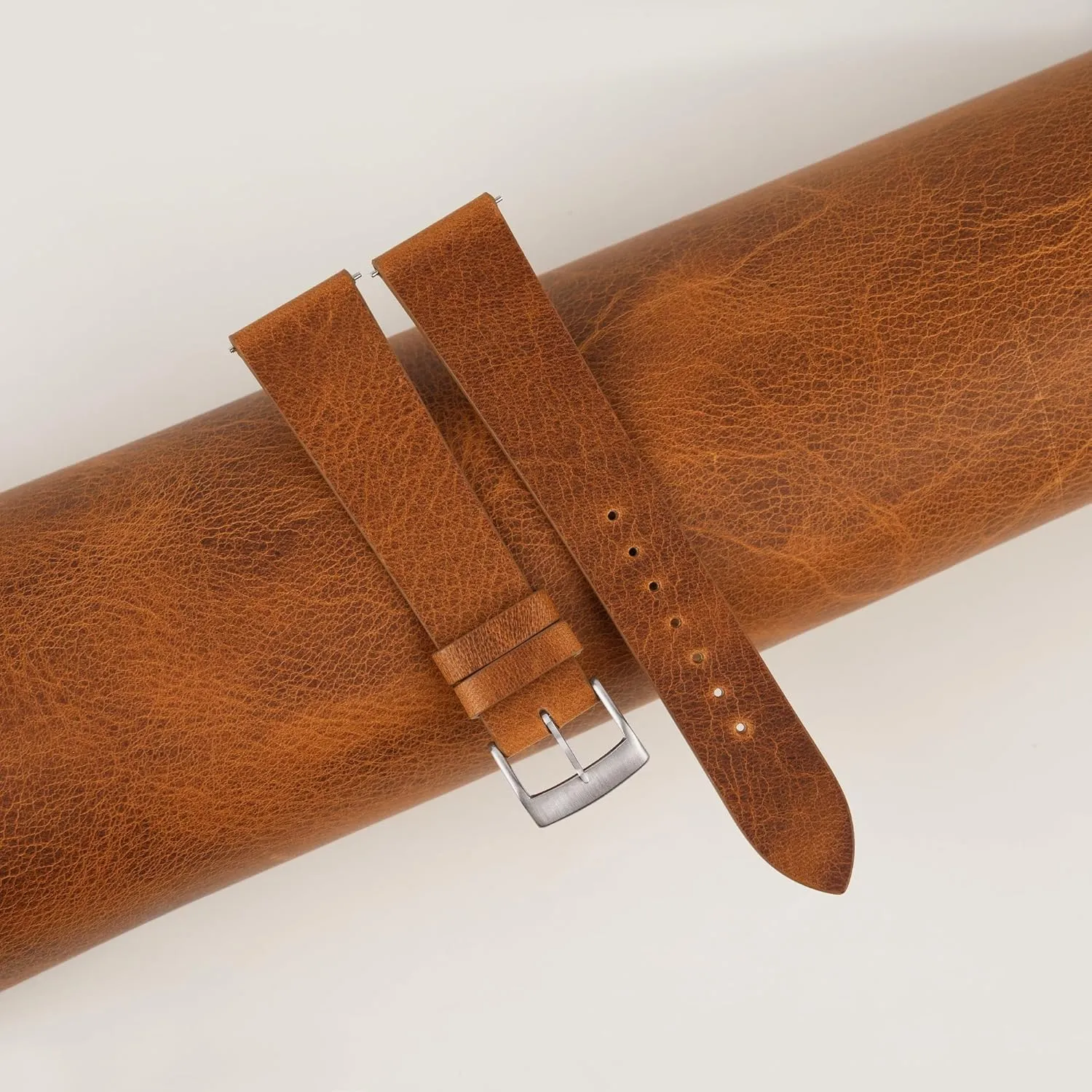 (Golden Brown) Handmade Vintage Waxed Leather Watch Strap, Quick Release Leather Watch Bands 16mm 18mm 19mm realize atomic centric 20mm 22mm For Men And Women 