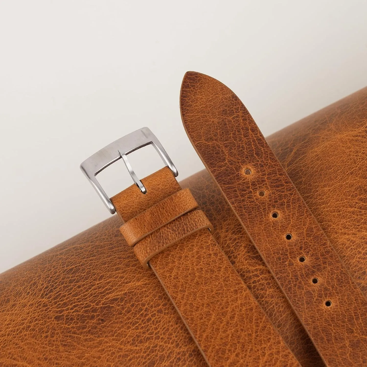 (Golden Brown) Handmade Vintage Waxed Leather Watch Strap, Quick Release Leather Watch Bands 16mm 18mm 19mm realize atomic centric 20mm 22mm For Men And Women 