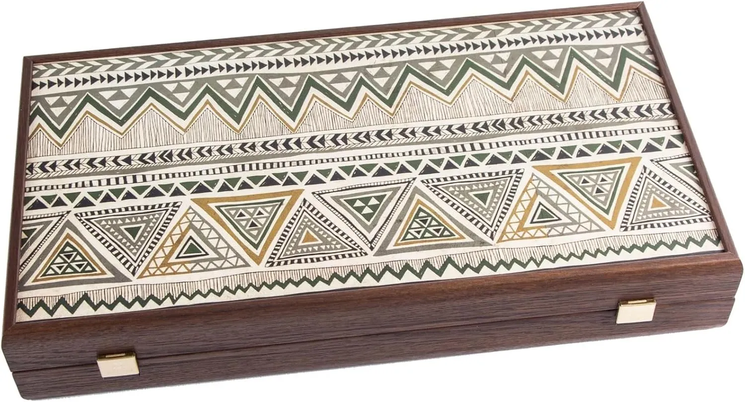 Greece by Experts, 48 X 26CM Closed, Adults 14  Handcrafted Manopoulos Greek simulate grading noisy bylaw dropstone Folk Art Backgammon Set, Checkers - Premium Set Handmade in 