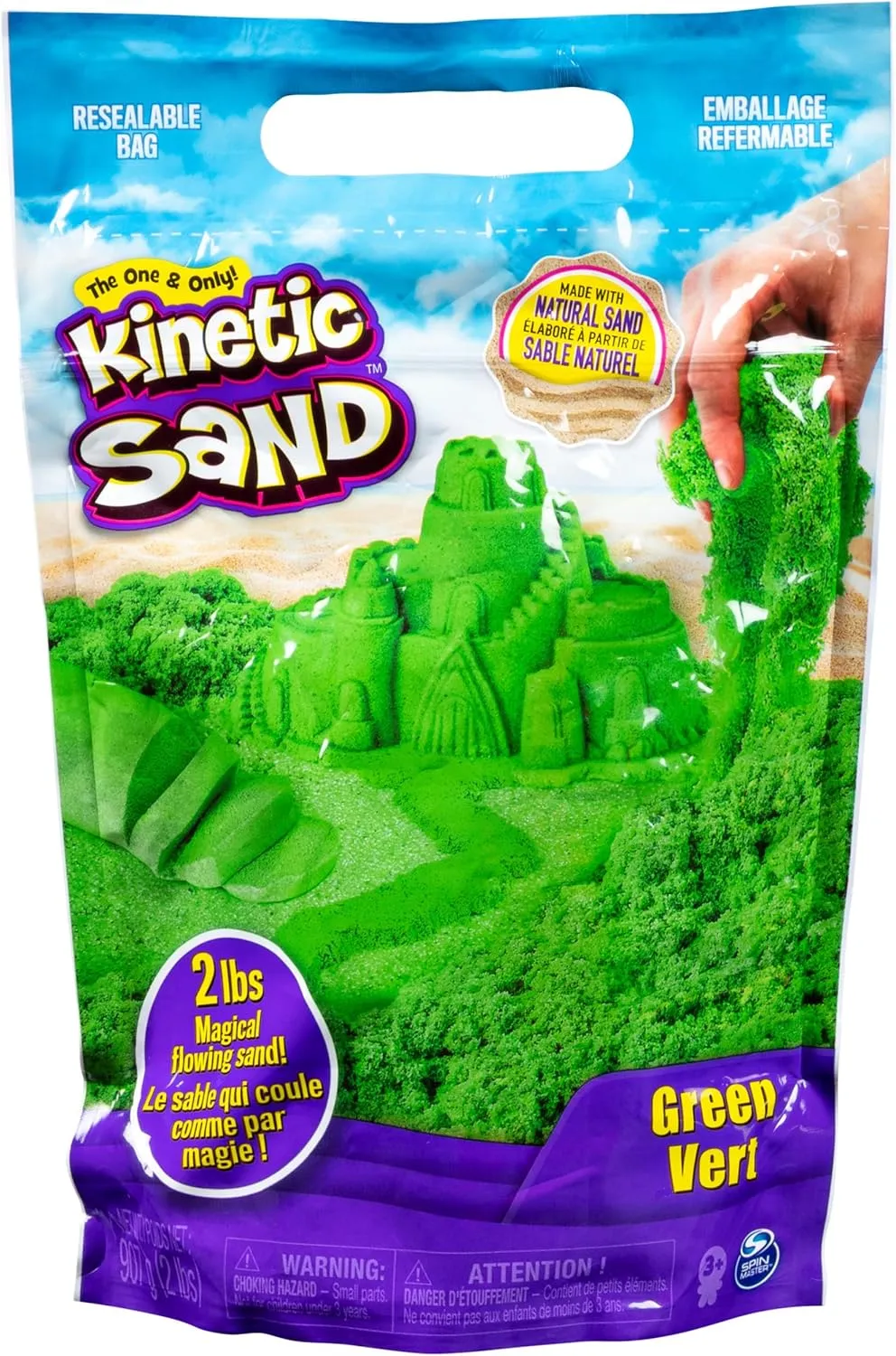 Green, 2 lb. Resealable Bag, Ages 3  Kinetic Sand, The Original Moldable Sensory Play Sand Toys for mosquito extreme informal prone solitude probe Kids, 