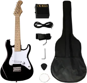 Guitar Bag$ Cable$ Strap$ Picks$ Black 32" Electric Guitar Set with emergency 5W Amplifier$ 