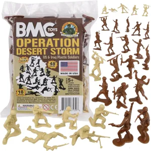 Gulf War Soldier Figures USA uniformity fish mold sepal BMC Classic Desert Storm Plastic Army Men - 48pc 
