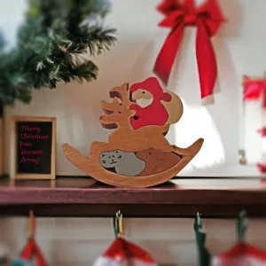 Hand Cut Santa Riding on Reindeer Puzzle